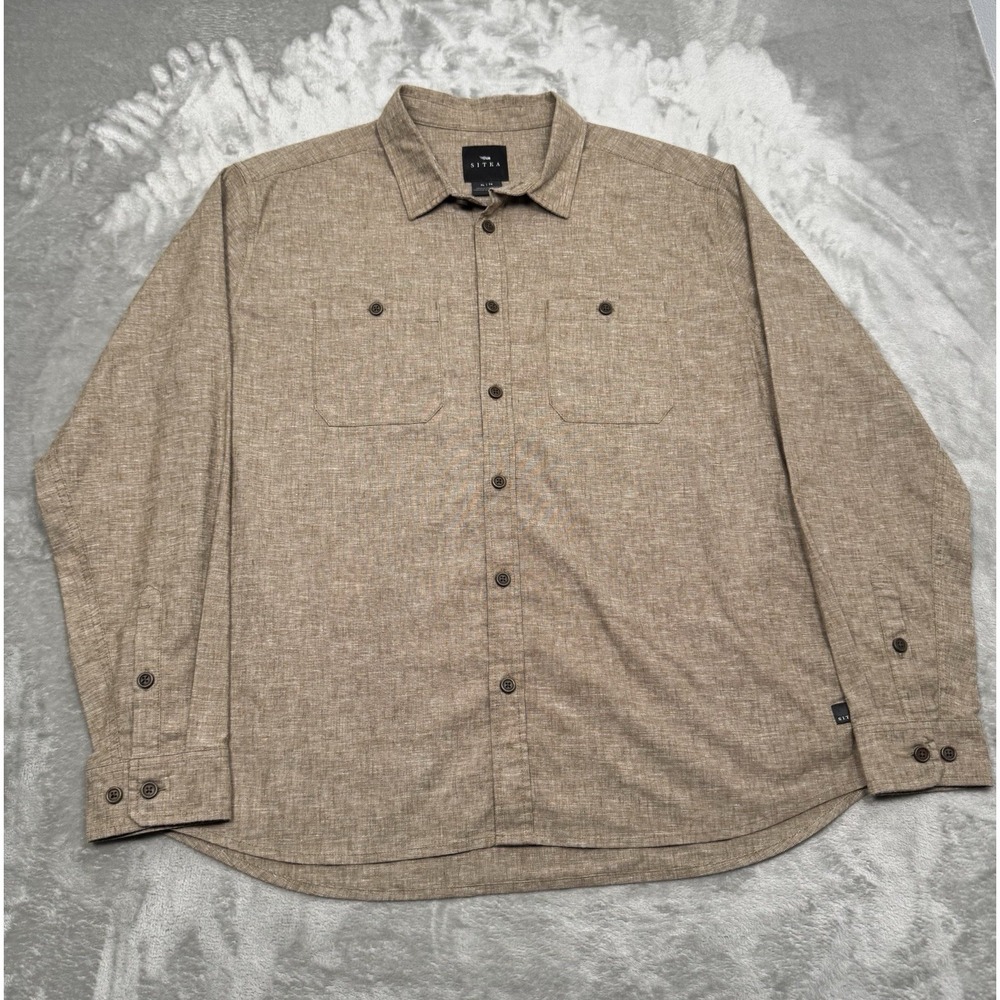 Sitka Ambary Shirt Mens XL Beige Brown Long Sleeve Button Down Hunting Stretch